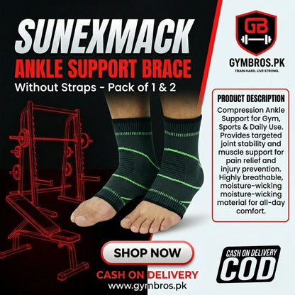 Sunexmack Ankle Support Brace Without Straps Pack of 4 | Compression Ankle Support for Gym, Sports & Daily Use