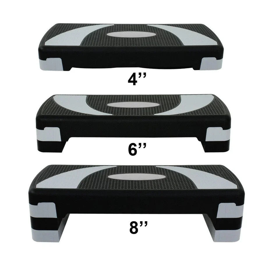 Aerobic Stepper Adjustable Fitness Step Platform with 4” 6” & 8” Height Levels, Non-Slip Surface, Rubber Feet & 100KG Weight Capacity for Cardio, Home Gym & Aerobic Workout