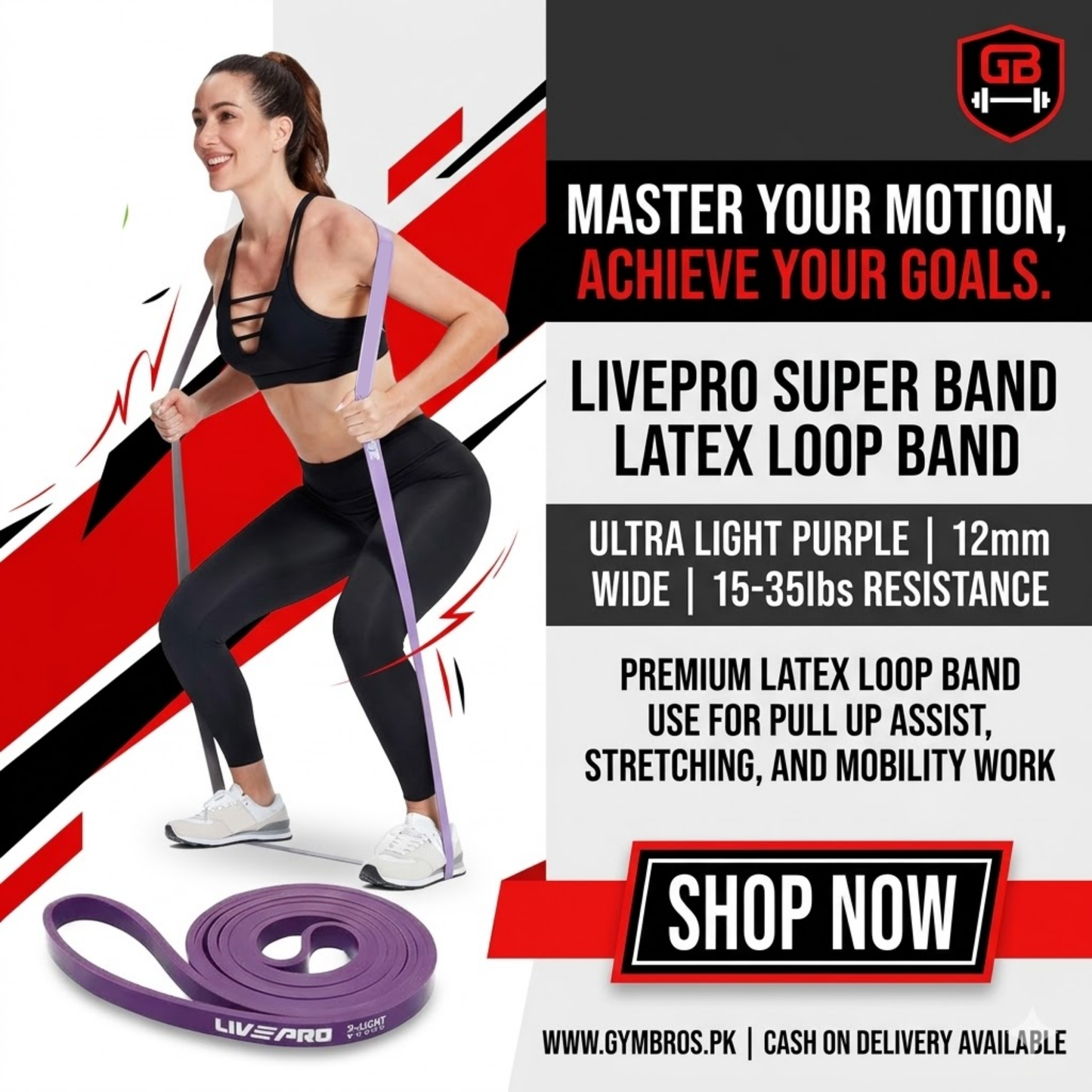 Livepro Super Band Latex Loop Band Ultra Light Purple 12mm, 15-35lbs | Pull Up Assist, Stretching & Mobility Resistance Band