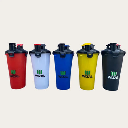Wizal Water Bottle Shaker Leakproof Gym Bottle Durable Premium Plastic Mixing Bottle for Protein Shakes, Fitness, Office & Outdoor Hydration Use