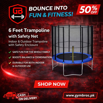 5–6 Feet Round Mini Trampoline with Safety Net & Enclosure | Heavy-Duty Kids Fitness Rebounder, Indoor & Outdoor Foldable Trampoline with Strong Steel Frame & High-Elastic Jump Mat