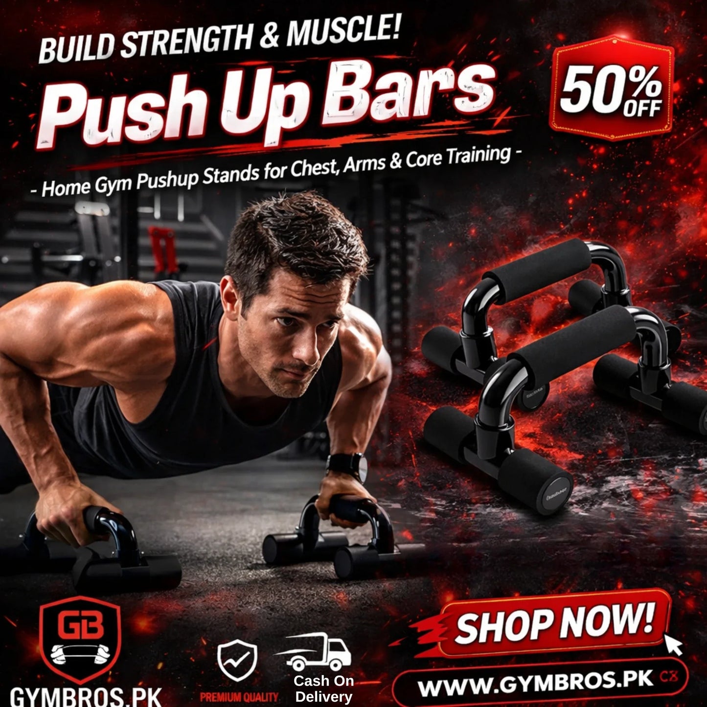 Push Up Bars – Home Gym Pushup Stands for Chest, Arms & Core Training