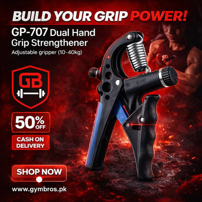 GP-707 Dual Hand Grip Strengthener Adjustable Gripper 10-40KG | Hand, Wrist & Forearm Trainer