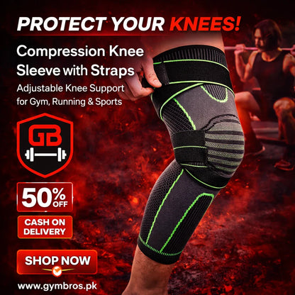 Compression Knee Sleeve with Straps | Adjustable Knee Support for Gym, Running & Sports
