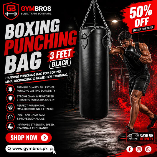 Premium Hanging Punching Bag with Chain (Sizes 3–6 ft) | Heavy Duty Synthetic Leather Boxing Bag for MMA, Kickboxing, Muay Thai & Home Gym Training