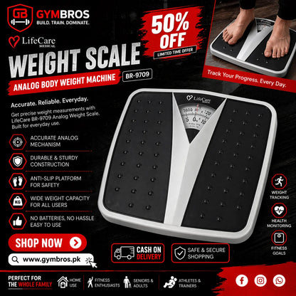 LifeCare Mechanical Weight Scale BR-9709 | Analog Body Weighing Machine 120kg Capacity with Easy Dial Display & Durable Plastic Body for Home Use