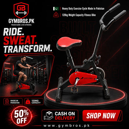 Heavy Duty Exercise Cycle Made in Pakistan – 120kg Weight Capacity Fitness Bike
