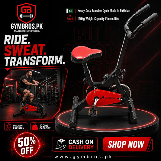 Heavy Duty Exercise Cycle Made in Pakistan – 120kg Weight Capacity Fitness Bike
