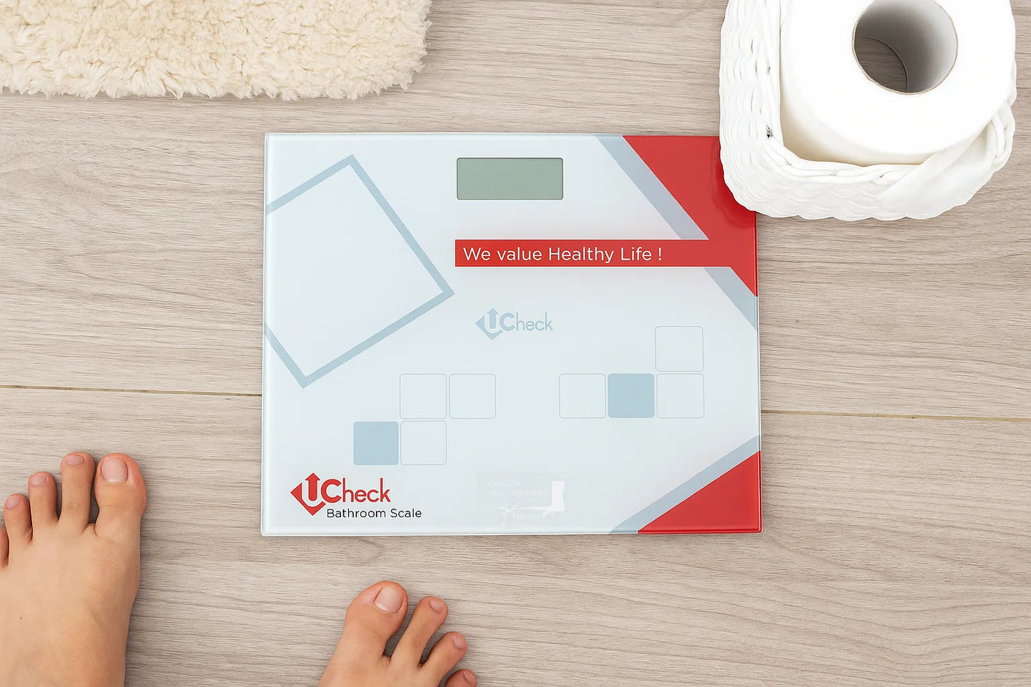 UCheck UC-5100 Digital Glass Body Weight Scale with LED Backlight Display, 150KG Capacity, 6mm Tempered Safety Glass, High Precision Sensors & Auto On/Off Electronic Weight Machine