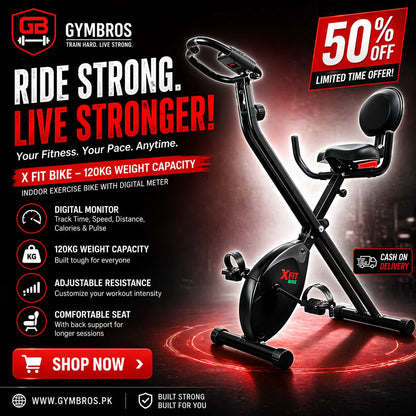 X Fit Bike – 120kg Weight Capacity Indoor Exercise Bike with Digital Meter