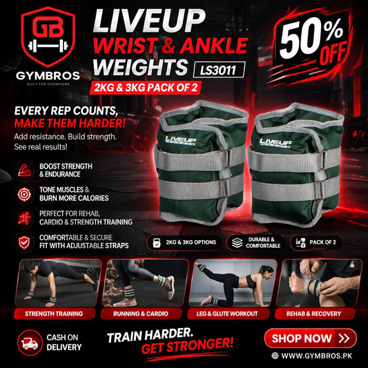 Liveup Wrist & Ankle Weight Pairs – 1kg, 2KG & 3KG  (Model LS3011)