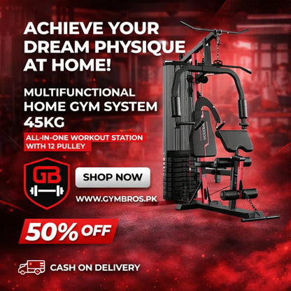 Multifunctional Home Gym System 45KG – All-in-One Workout Station with 12 Pulley