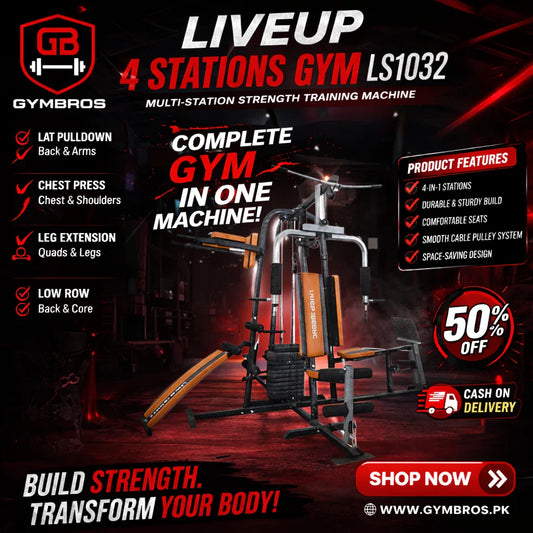 LiveUp 4 Stations Gym LS1032 – Multi-Station Strength Training Machine