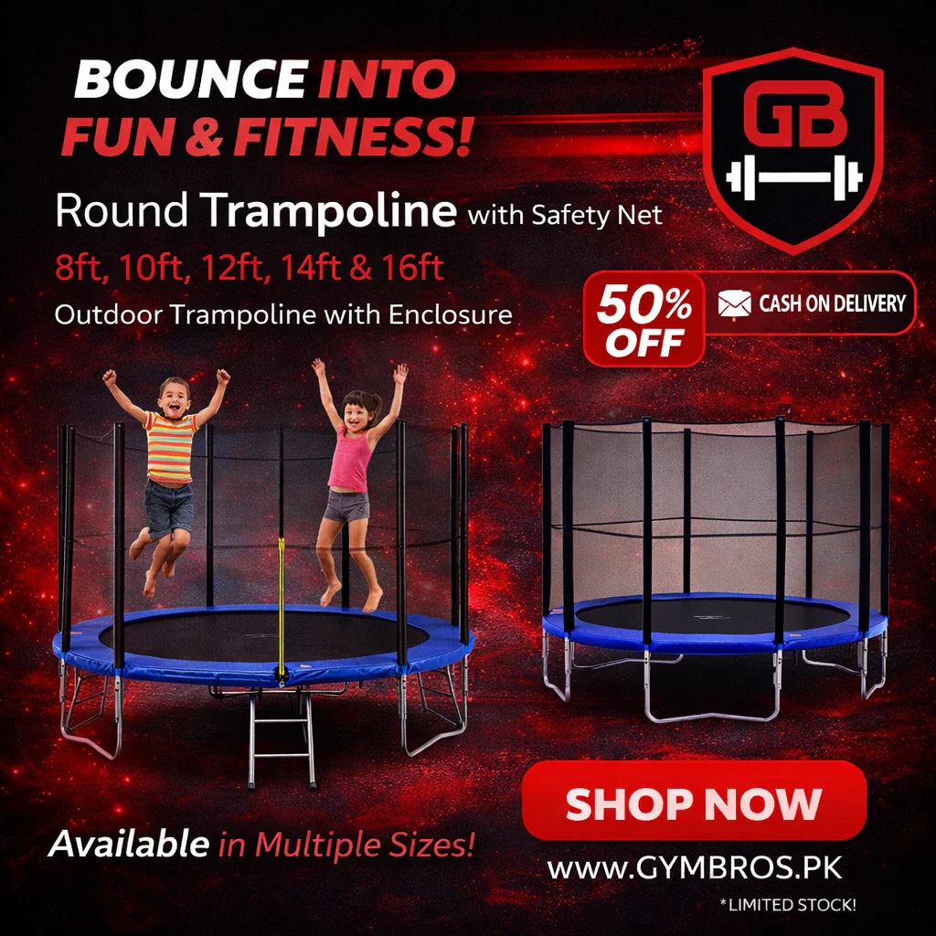 Round Outdoor Trampoline with Safety Net & Zipper Entrance (8ft, 10ft, 12ft, 14ft, 16ft) | Heavy-Duty Galvanized Steel Frame, High-Elastic Jump Mat & Weather-Resistant Garden Trampoline for Kids & Family