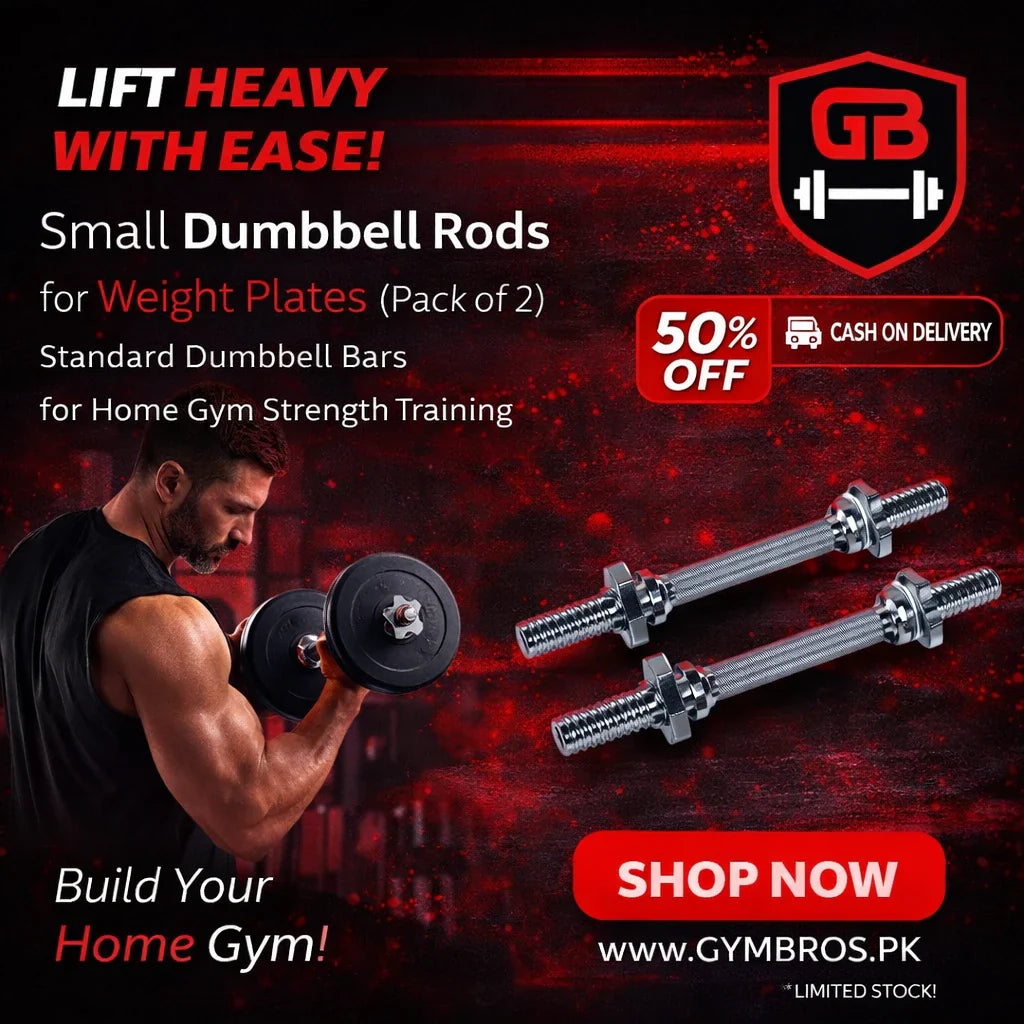 13-Inch Chrome Dumbbell Rod Pair (Pack of 2) | 1-Inch Diameter Heavy-Duty Steel Handles, Spin Lock Collars, 6-Inch Knurled Grip & Adjustable Weight Plate Support