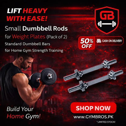 13-Inch Chrome Dumbbell Rod Pair (Pack of 2) | 1-Inch Diameter Heavy-Duty Steel Handles, Spin Lock Collars, 6-Inch Knurled Grip & Adjustable Weight Plate Support
