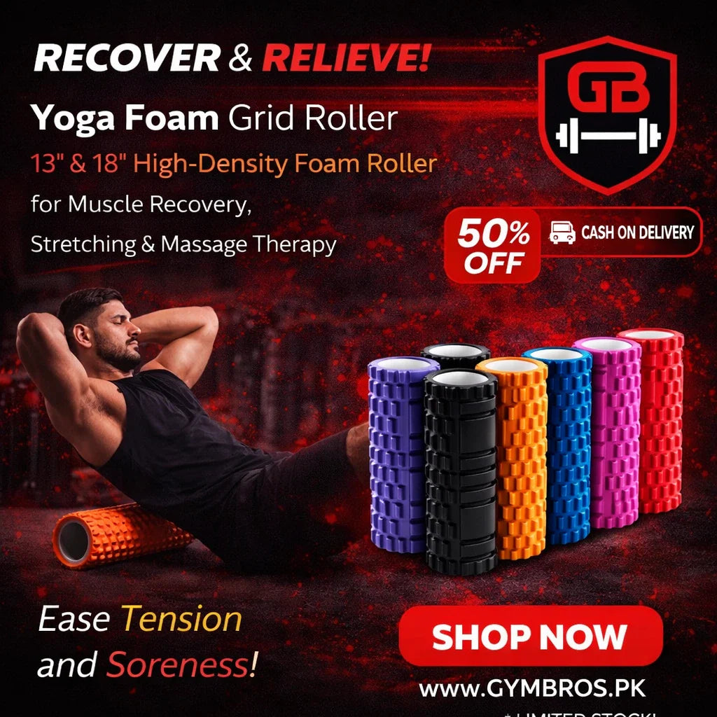 Yoga Foam Grid Roller (13 & 18 Inches) | High-Density EVA Muscle Massage Roller for Deep Tissue Recovery, Stretching, Yoga, Pilates & Fitness Therapy