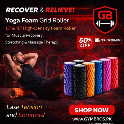 Yoga Foam Grid Roller (13 & 18 Inches) | High-Density EVA Muscle Massage Roller for Deep Tissue Recovery, Stretching, Yoga, Pilates & Fitness Therapy