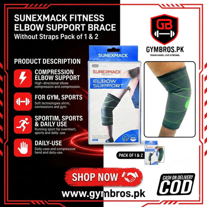 Sunexmack Fitness Elbow Support Brace Without Straps Pack of 4 | Compression Elbow Support for Gym, Sports & Daily Use