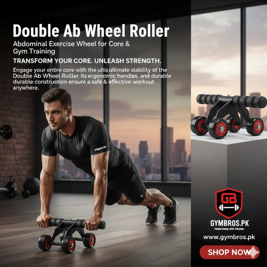 4-Wheel Ab Roller Abdominal Workout Equipment with EVA Grip, Steel Frame & PP/PVC Wheels, 30cm Body, 5.8cm Wide Wheels for Core Strength Training Fitness Roller for Abs, Arms & Home Gym Exercise