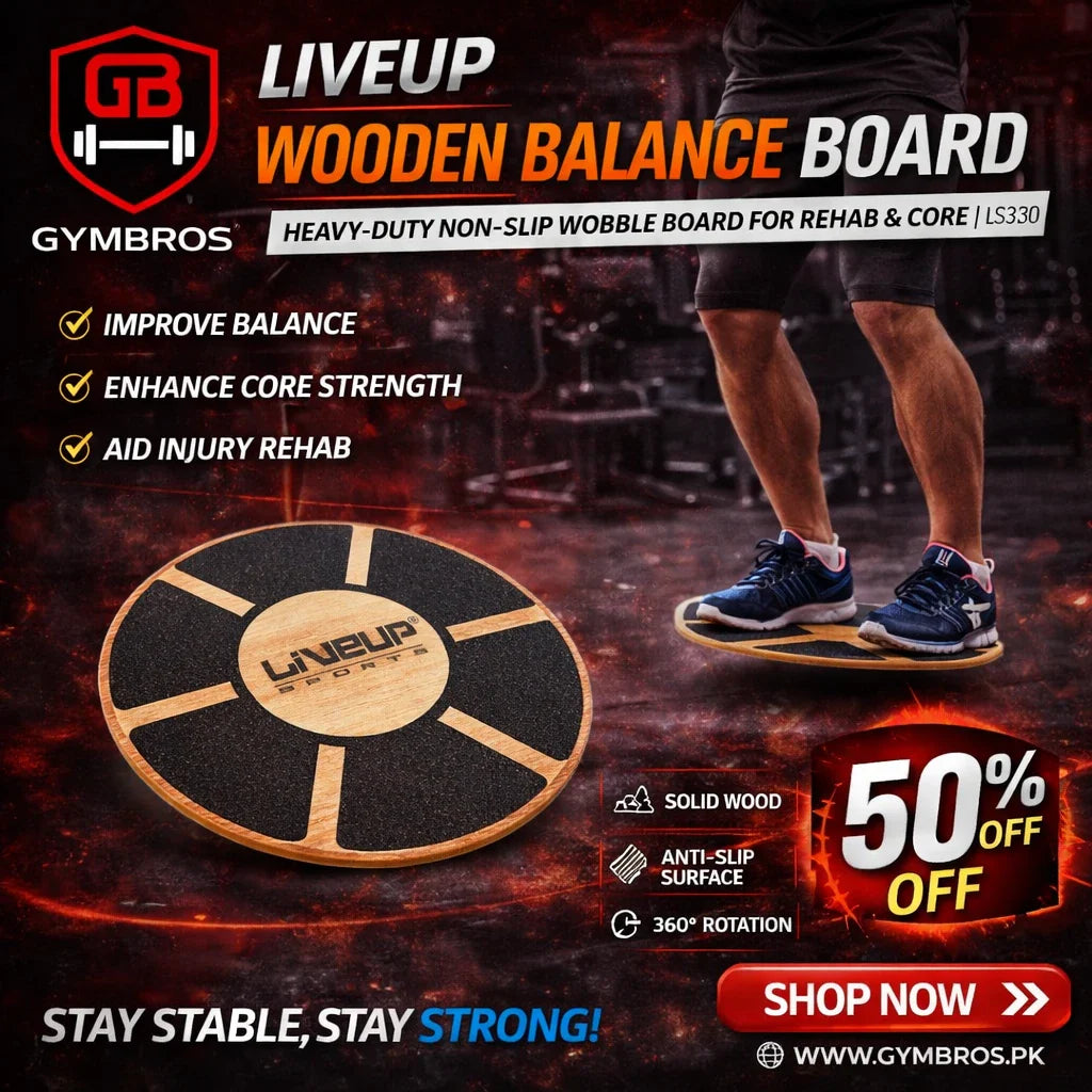 Liveup Wooden Balance Board | Heavy-Duty Non-Slip Wobble Board for Rehab & Core | LS3150