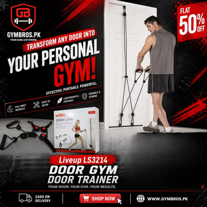Liveup LS3214 Door Gym Door Trainer | Home Workout Resistance Trainer for Strength Training & Full Body Exercise