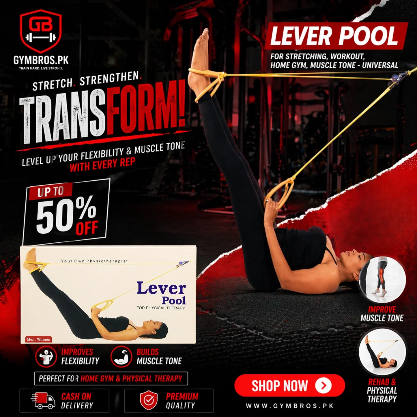 Lever Pull Exerciser for Stretching, Workout, Home Gym & Muscle Toning | Universal Fitness Trainer
