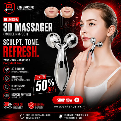 Blueidea 3D Massager NM-901 | Manual Handheld Roller for Face Lifting, Body Shaping & Skin Tightening