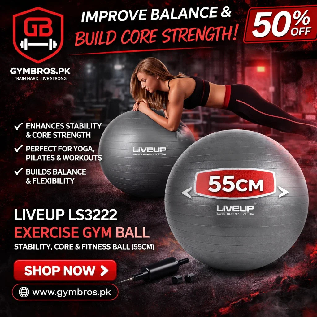LiveUp LS3222 Exercise Gym Ball | Stability, Core & Fitness Ball (55–85 cm)