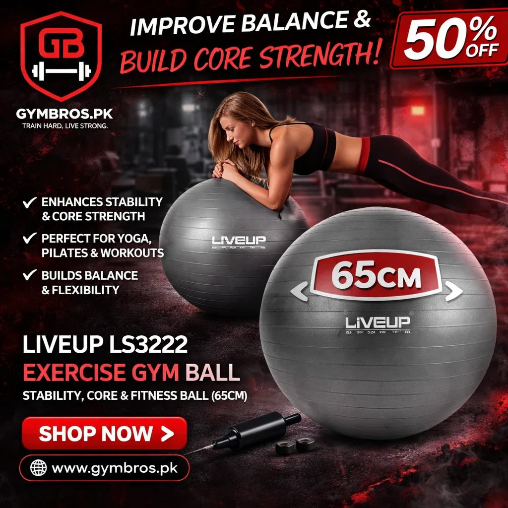 LiveUp LS3222 Exercise Gym Ball | Stability, Core & Fitness Ball (55–85 cm)
