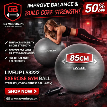 LiveUp LS3222 Exercise Gym Ball | Stability, Core & Fitness Ball (55–85 cm)