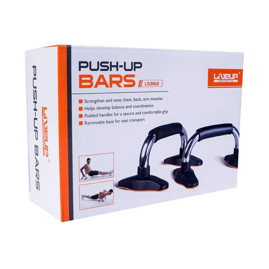 Liveup LS3162 Push Up Bar Chrome | Heavy Duty Push-Up Bars for Strength Training, Chest Workout & Home Gym Exercise
