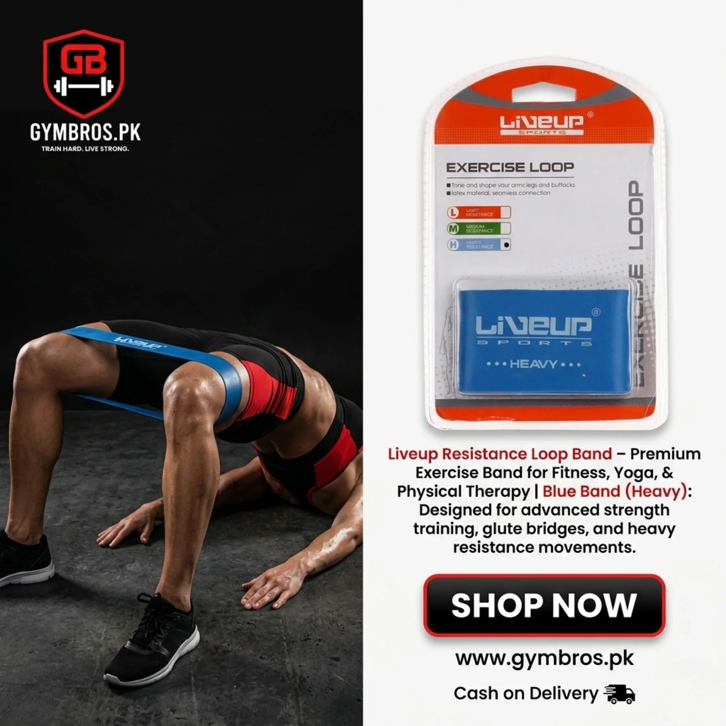 Liveup Resistance Leg Loop Band – Premium Exercise Band for Fitness, Yoga, & Physical Therapy | Available in Light, Medium, & Heavy Resistance
