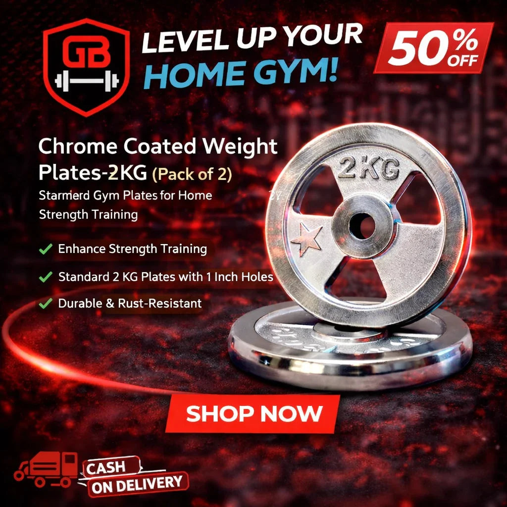 Chrome Coated Weight Plates 1–10KG Pair | Standard Gym Weight Plates with Rounded Edges, Durable Steel Finish & Easy Rod Adjustment for Home Strength Training