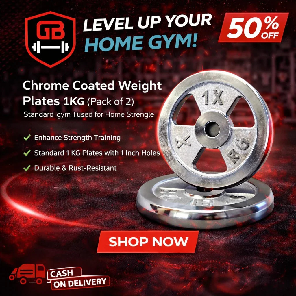 Chrome Coated Weight Plates 1–10KG Pair | Standard Gym Weight Plates with Rounded Edges, Durable Steel Finish & Easy Rod Adjustment for Home Strength Training