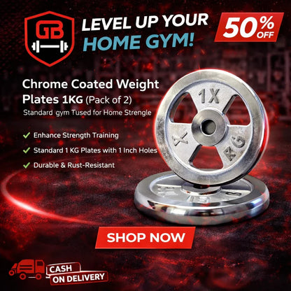 Chrome Coated Weight Plates 1–10KG Pair | Standard Gym Weight Plates with Rounded Edges, Durable Steel Finish & Easy Rod Adjustment for Home Strength Training