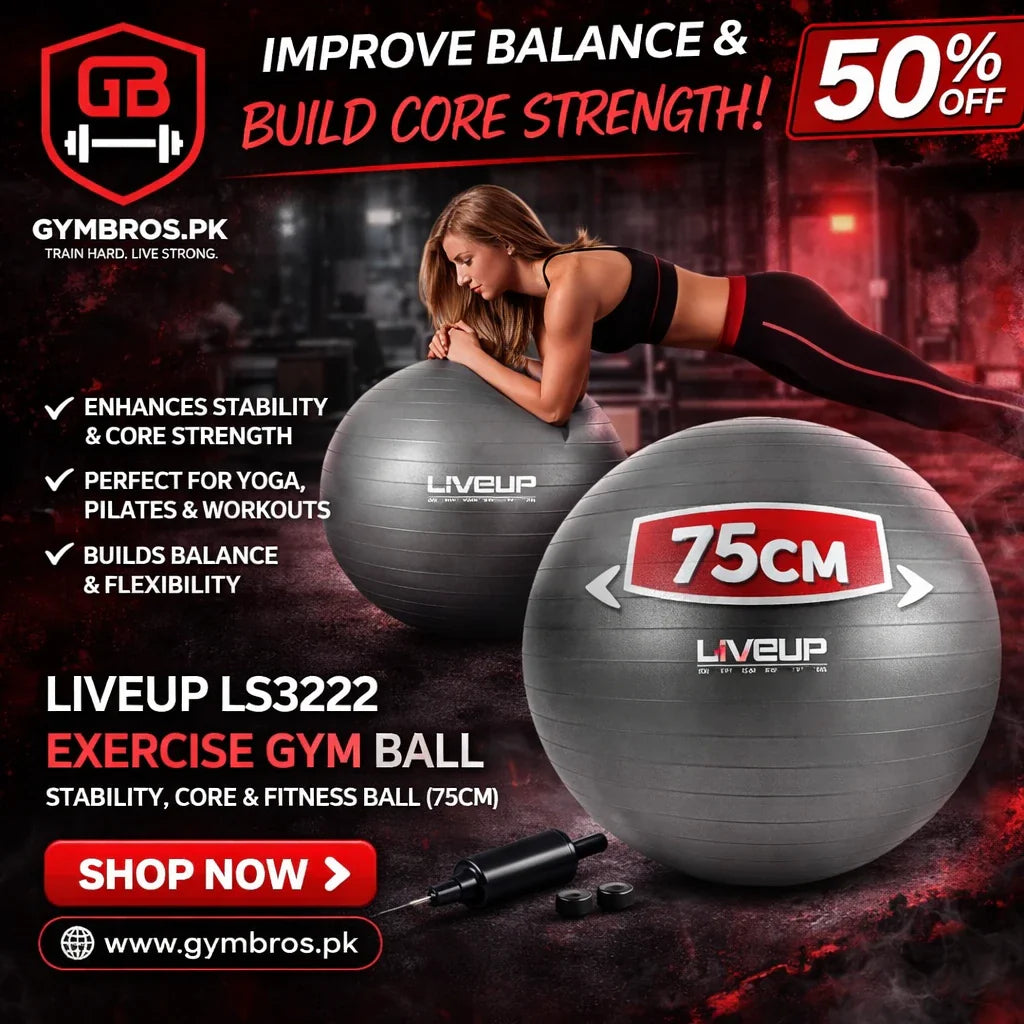 LiveUp LS3222 Exercise Gym Ball | Stability, Core & Fitness Ball (55–85 cm)