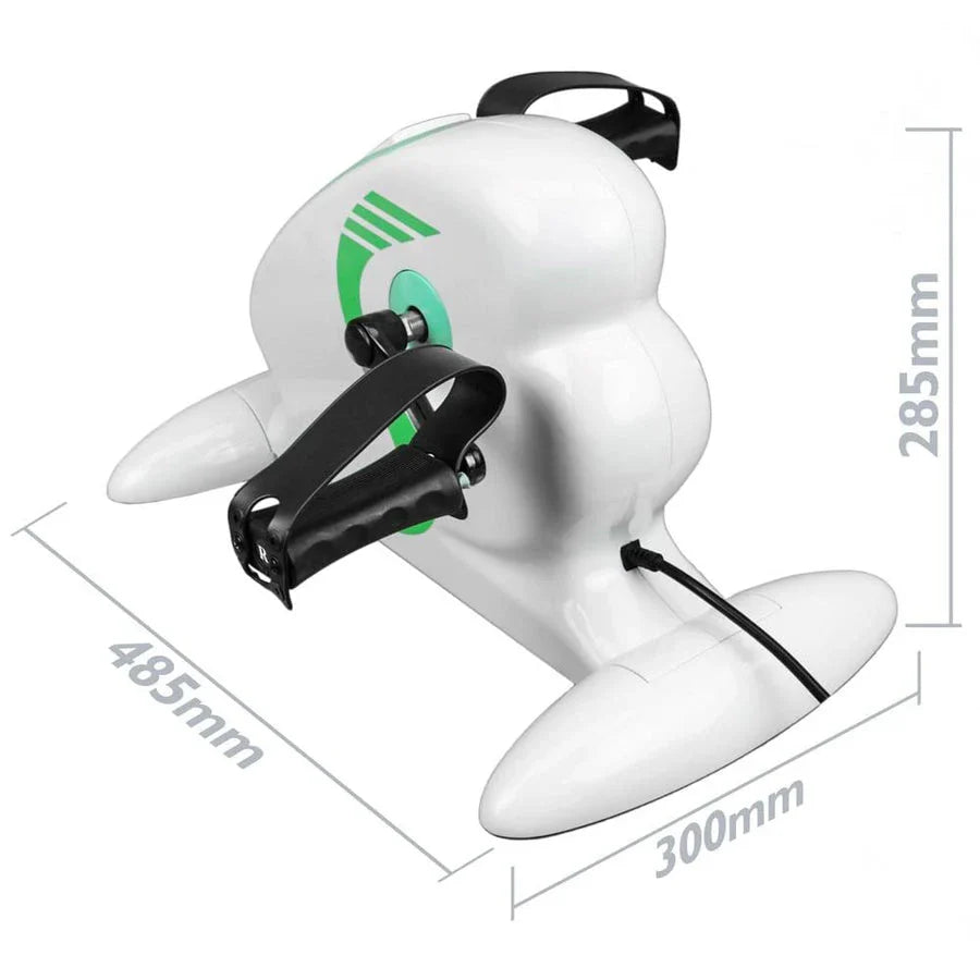 Motorized Electric Mini Exercise Bike Pedal Exerciser – Portable Under Desk Fitness Machine (White)