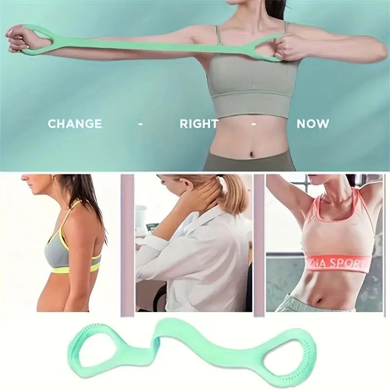 High-Elastic Figure 8 Resistance Band for Fitness & Yoga – Multifunction Chest Expander with Non-Slip Handles for Home Gym Workout & Back Stretching