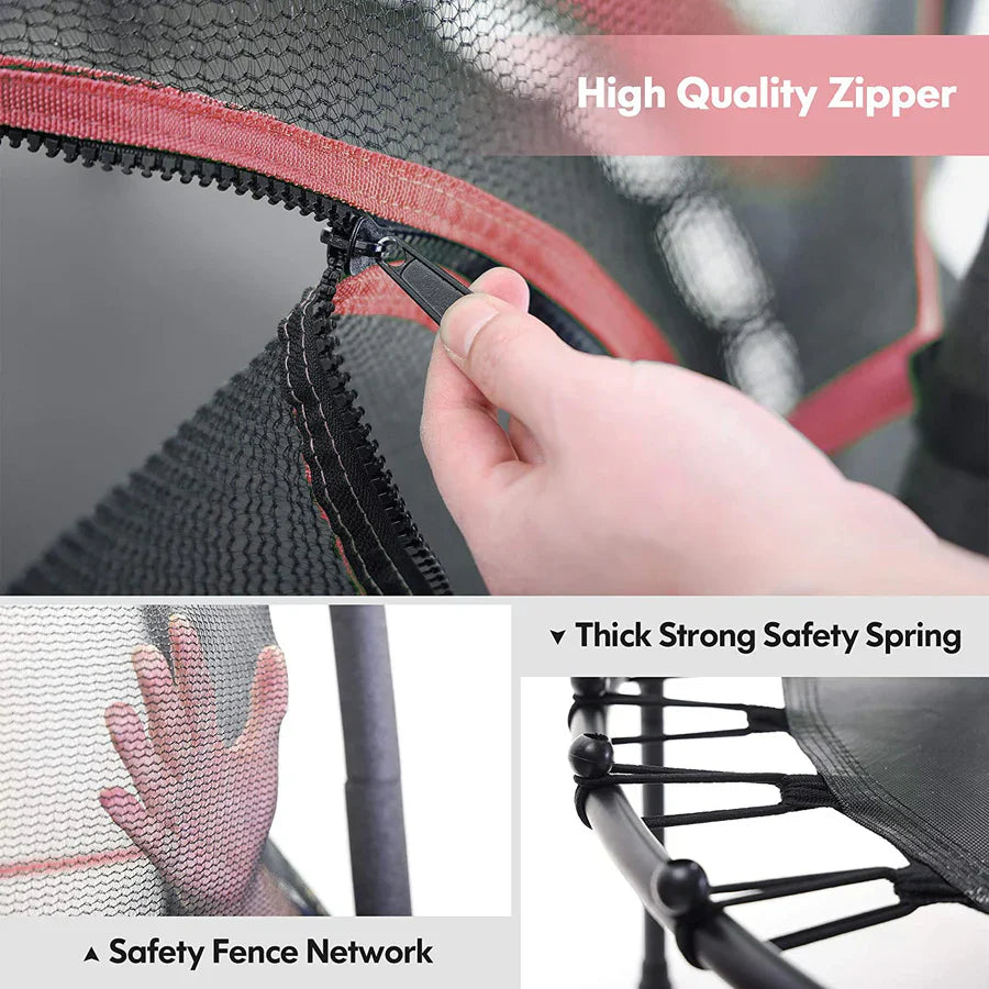 55 Inch Kids Trampoline with Safety Net Enclosure | 4.5ft Mini Indoor & Outdoor Trampoline for Children (Age 2–6), Weight Capacity: Up to 45–50 kg (100–110 lbs), Galvanized Steel Frame, Foam Padding & Zipper Door Safety Jumping Bed