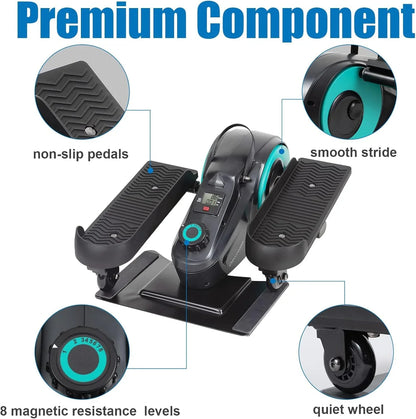 Davcreator Under Desk Bike Pedal Exerciser, 8 adjustable magnetic resistance levels, Under Desk Mini Exercise Bike with 8-Level Magnetic Resistance, LCD Display & Compact 50.5×32.5×24.4CM Design for Home & Office Workouts