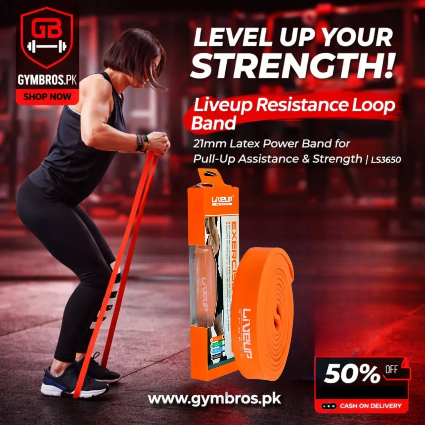 Liveup Resistance Loop Band | 21mm Latex Power Band for Pull-Up Assistance & Strength | LS3650