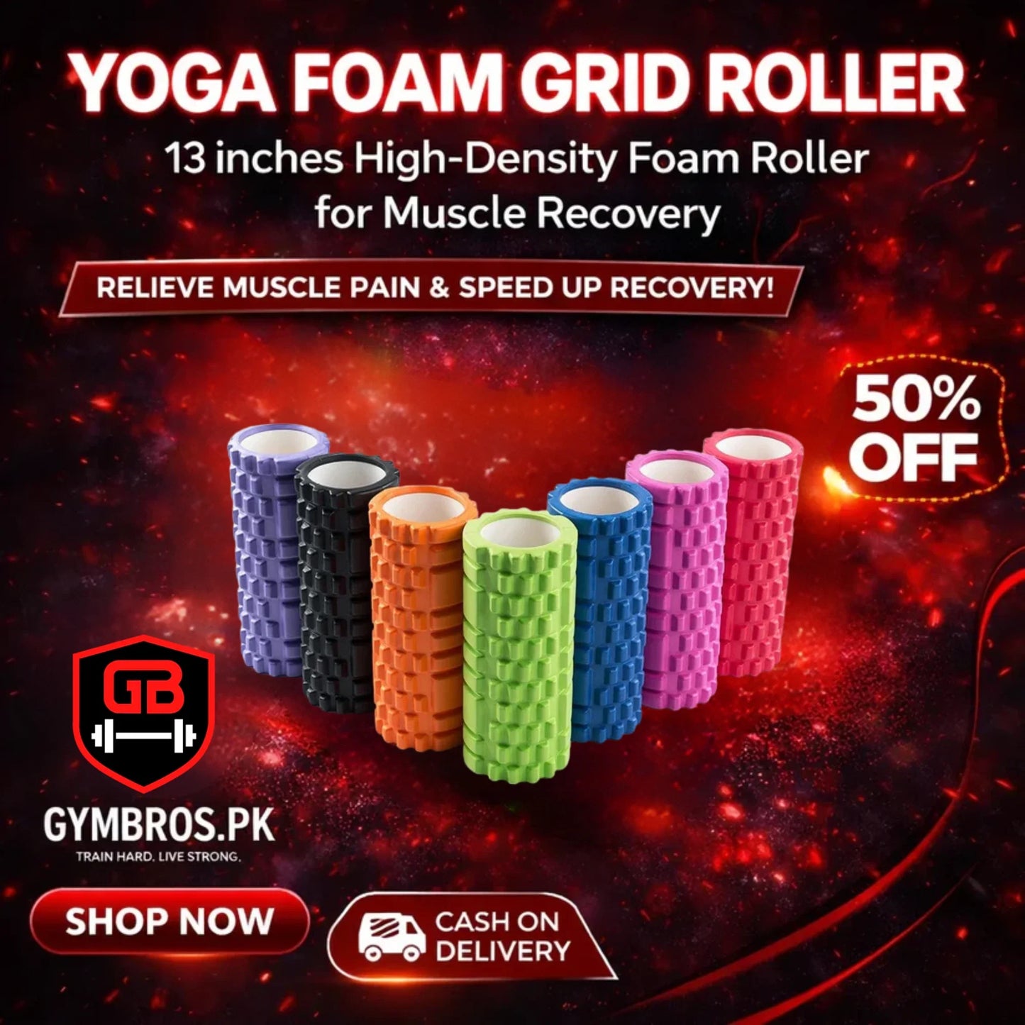Yoga Foam Grid Roller (13 & 18 Inches) | High-Density EVA Muscle Massage Roller for Deep Tissue Recovery, Stretching, Yoga, Pilates & Fitness Therapy