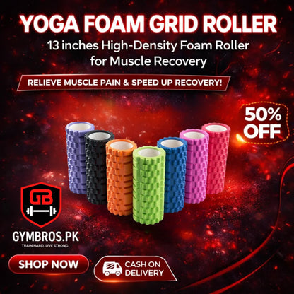 Yoga Foam Grid Roller (13 & 18 Inches) | High-Density EVA Muscle Massage Roller for Deep Tissue Recovery, Stretching, Yoga, Pilates & Fitness Therapy