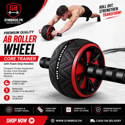 Premium Quality Ab Roller Wheel Core Trainer with Foam Grip Handles, Compact Fitness Equipment for Abs, Core Strength, Stability & Full Body Workout