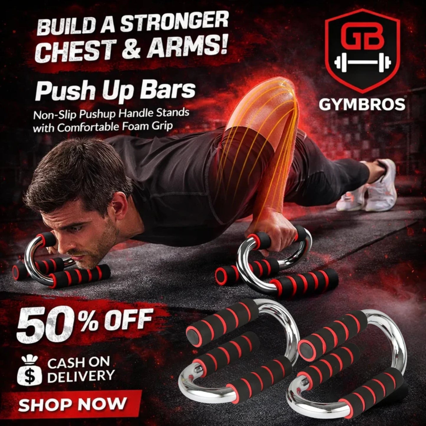 S-Shaped Push Up Bars Set with Foam Grip Handles, Non-Slip Base & Galvanized Stainless Steel Frame, 18×12×12cm Portable Pushup Stands for Chest, Arms & Home Workout