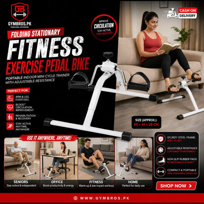 Folding Stationary Fitness Exercise Pedal Bike Portable Indoor Mini Cycle Trainer with Adjustable Resistance, Size: Approx. 50 × 41 × 28 cm, Non-Slip Rubber Pads & Steel Frame for Arm and Leg Exercise & Blood Circulation Improvement