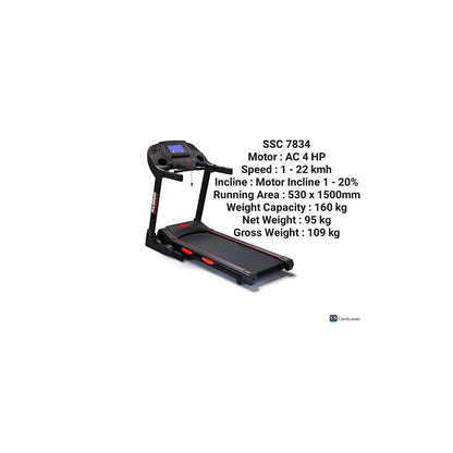 Maximum Fitness SSC 7834 Treadmill | AC 4HP Motorized Treadmill with 530×1500MM Running Area, 1–22 KM/H Speed, 1–20% Motor Incline & 160KG Capacity