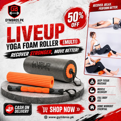 LiveUp Yoga Foam Roller Multi | High Density Foam Roller for Yoga, Muscle Recovery, Stretching & Fitness Training