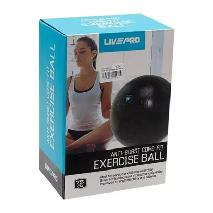 LivePro Anti-Burst Exercise Gym Ball – Professional Stability Ball for Yoga & Core Training (55cm Purple, 65cm Blue, 75cm Black)